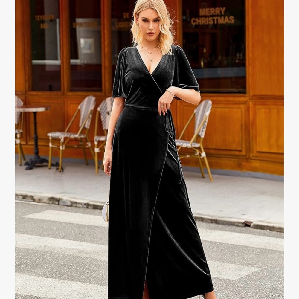 Velvet Black Maxi Wrap Dress WORN ONCE